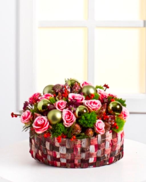 Christmas Arrangement in Basket