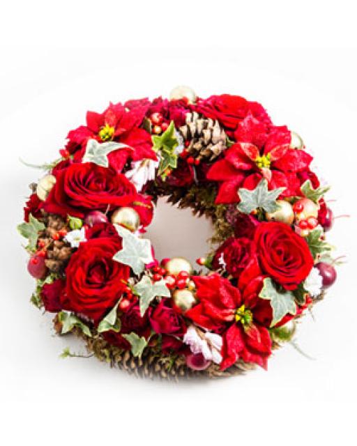 Christmas Wreath with Flowers